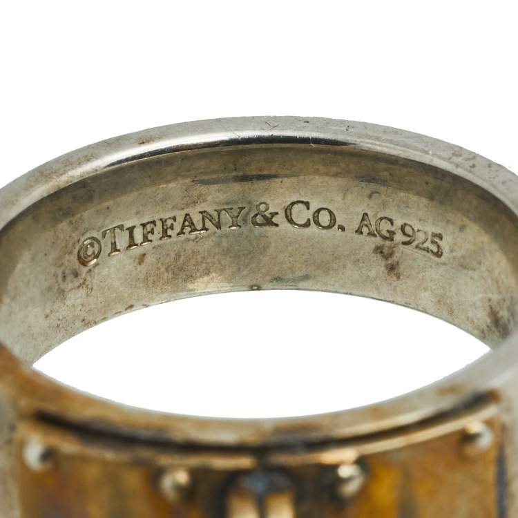 Pre Owned Tiffany & Co. HardWear Ball Sterling Silver Dangle Ring Size 57