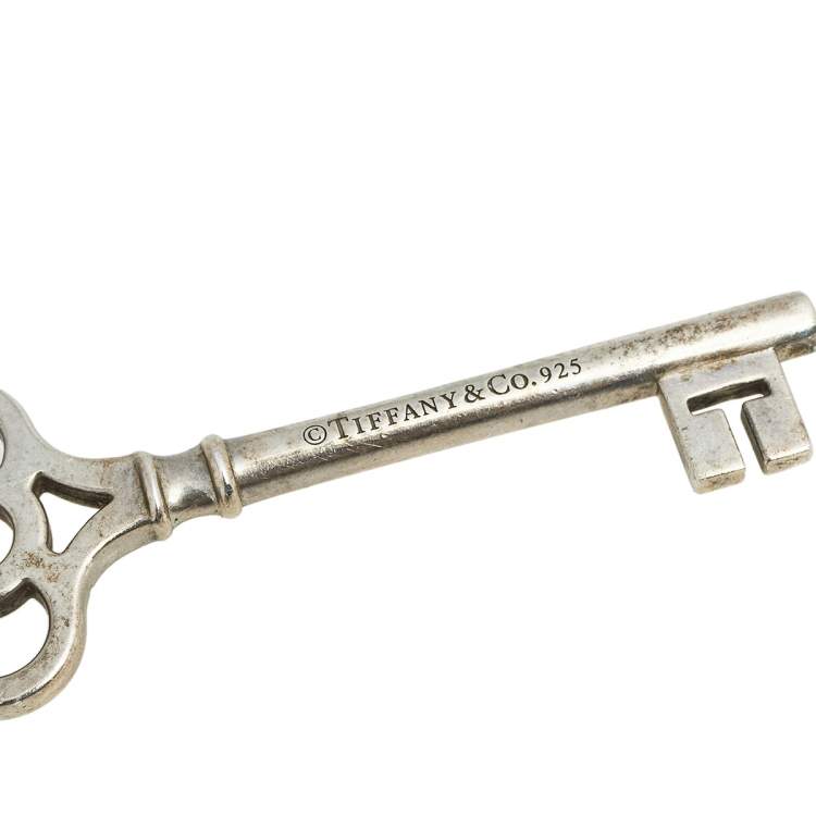 Pre Owned Tiffany & Co. Silver Crown Key Pendant Chain Necklace