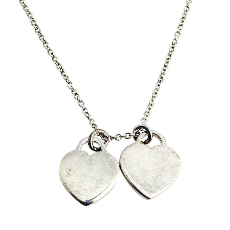 Pre Owned Tiffany & Co. Return to Tiffany Mini Double Heart Tag Pendant Necklace