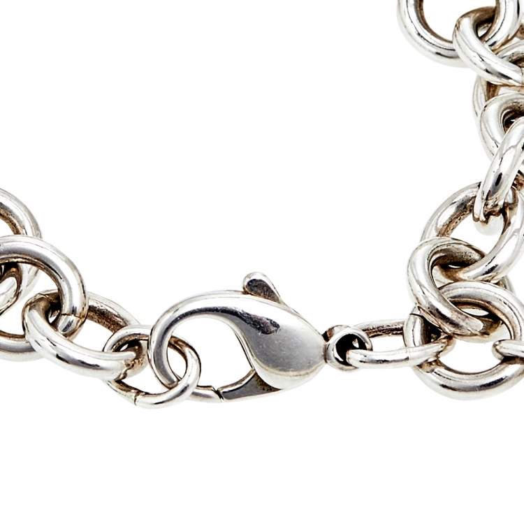 Pre Owned Tiffany & Co. Sterling Silver Heart Tag Charm Bracelet