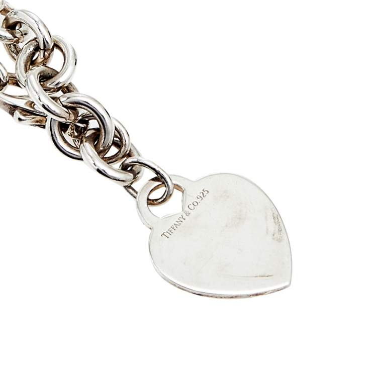 Pre Owned Tiffany & Co. Sterling Silver Heart Tag Charm Bracelet