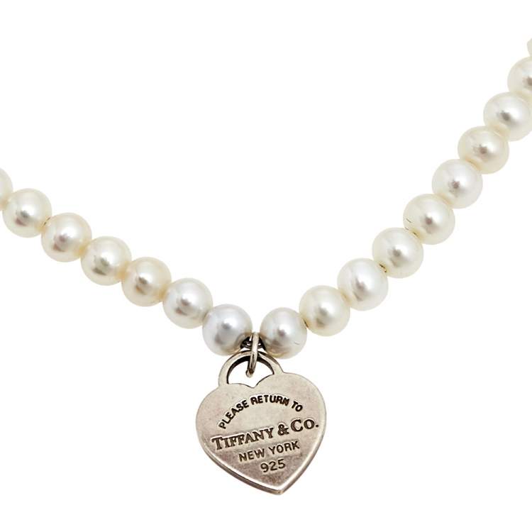 Pre Owned Tiffany & Co. Return To Tiffany Heart Tag Pearl Bracelet