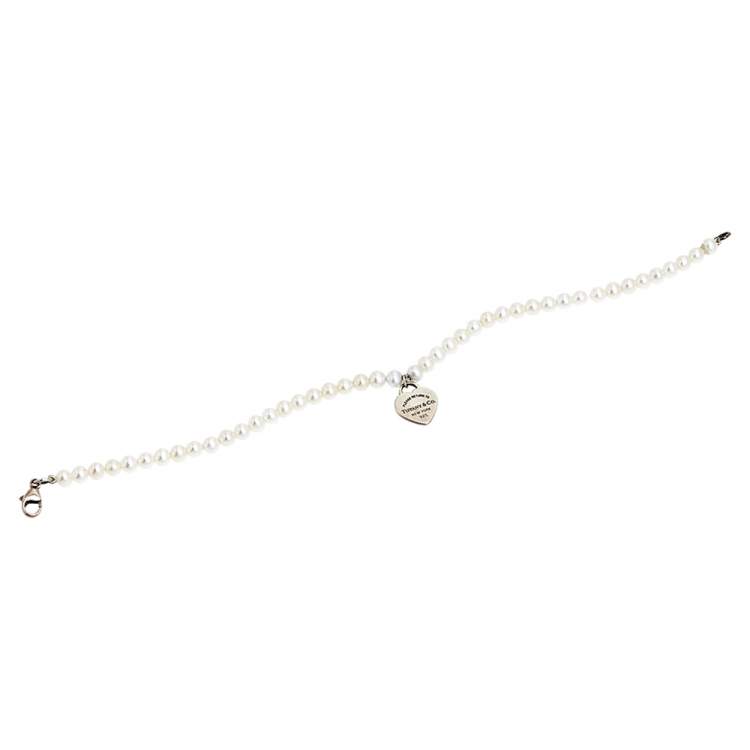 Pre Owned Tiffany & Co. Return To Tiffany Heart Tag Pearl Bracelet