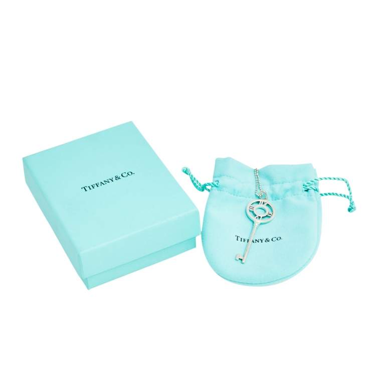 Pre Owned Tiffany & Co. Sterling Silver Atlas Key Pendant Necklace