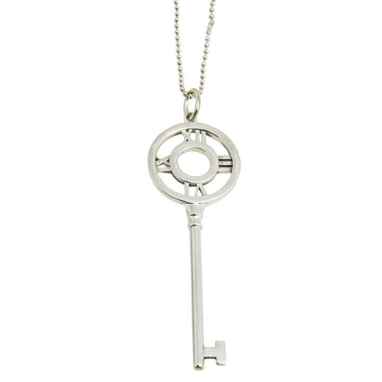 Pre Owned Tiffany & Co. Sterling Silver Atlas Key Pendant Necklace