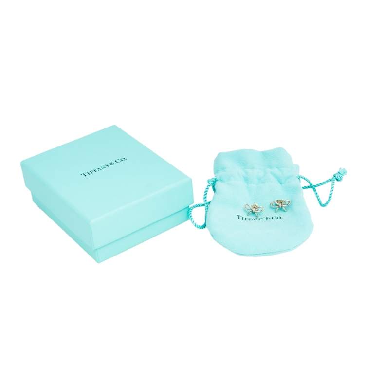 Pre Owned Tiffany & Co. Sterling Silver Bow Stud Earrings 