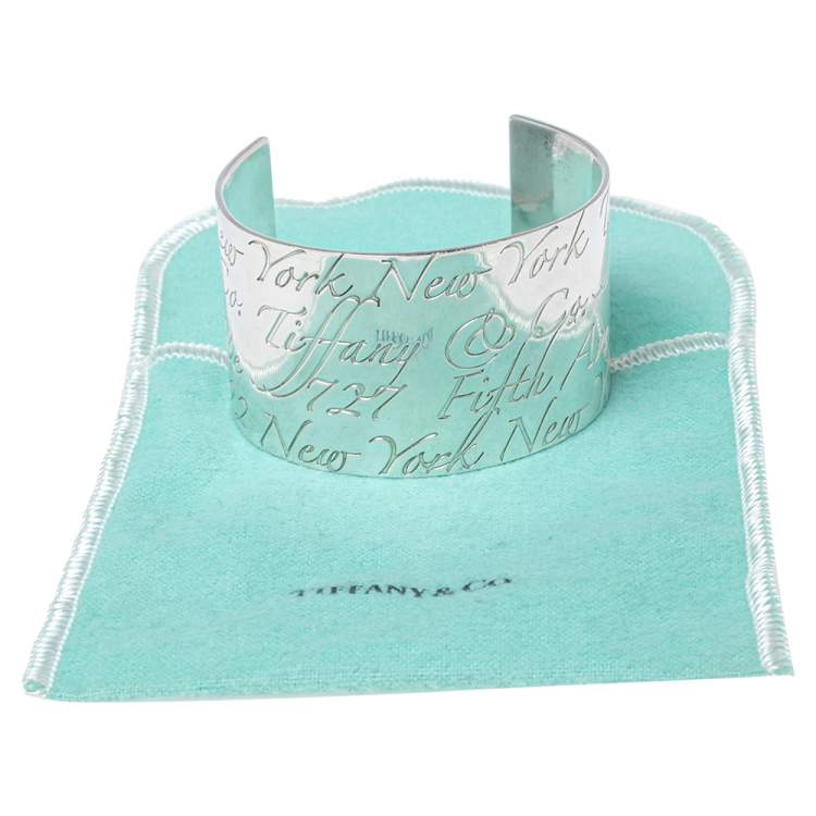 Pre Owned TIFFANY & CO. Notes Silver Wide Cuff Bracelet