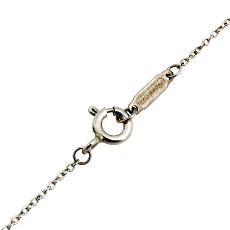 Pre Owned Tiffany & Co. Sterling Silver Enchant Heart Key Pendant Chain Necklace