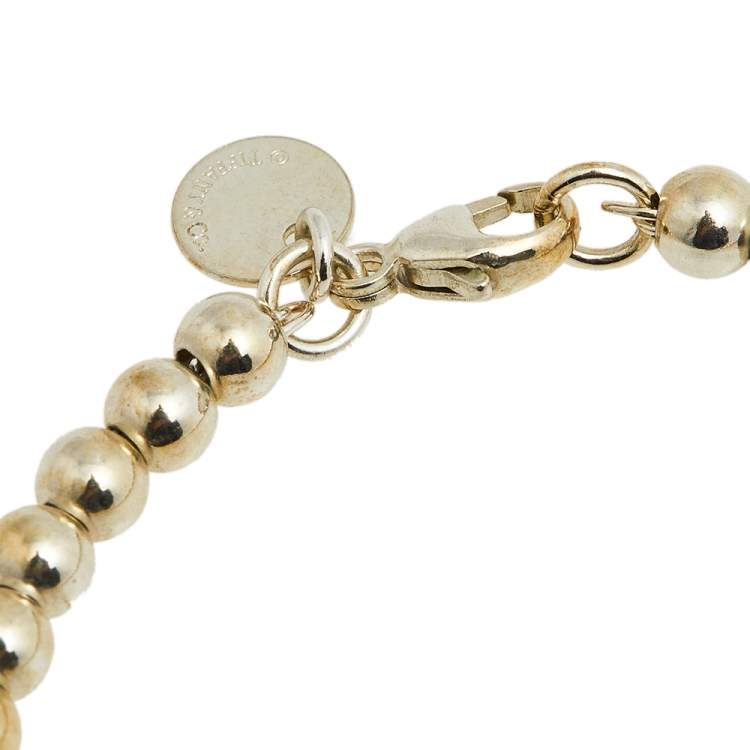 Pre Owned Tiffany & Co. Return to Tiffany Heart Tag Silver Beads Bracelet 