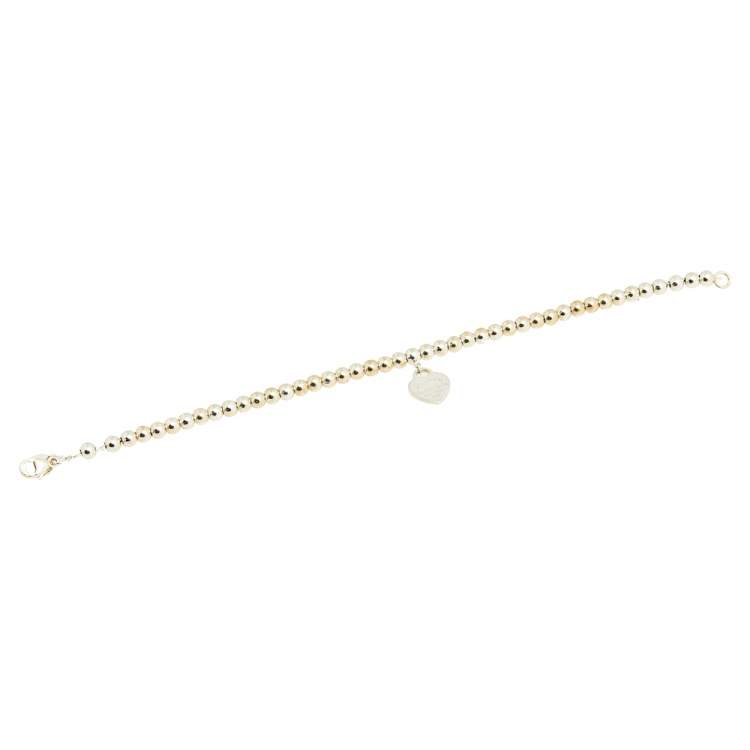 Pre Owned Tiffany & Co. Return to Tiffany Heart Tag Silver Beads Bracelet 