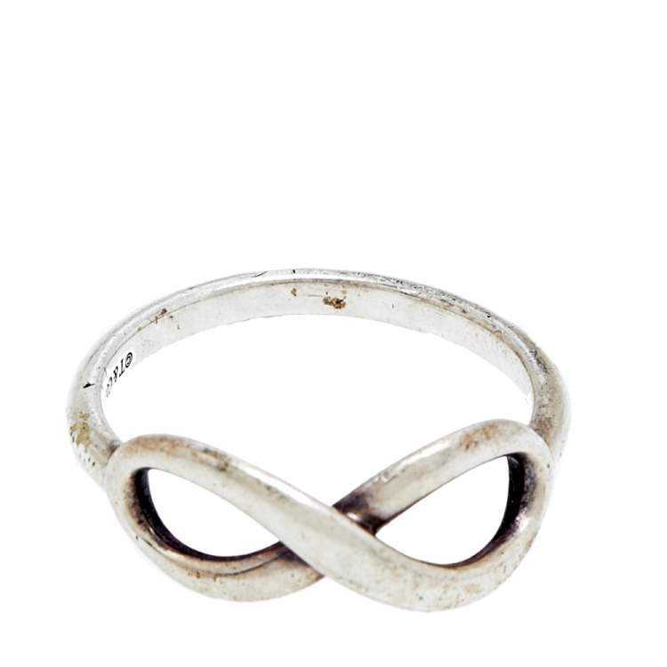 Pre Owned Tiffany & Co. Infinity Silver Ring Size 53