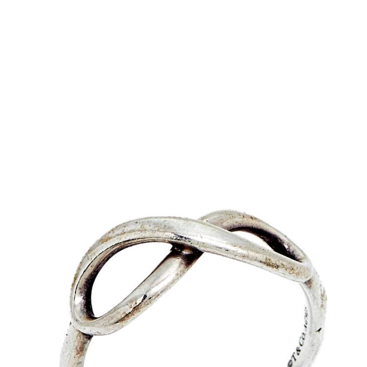 Pre Owned Tiffany & Co. Infinity Silver Ring Size 53