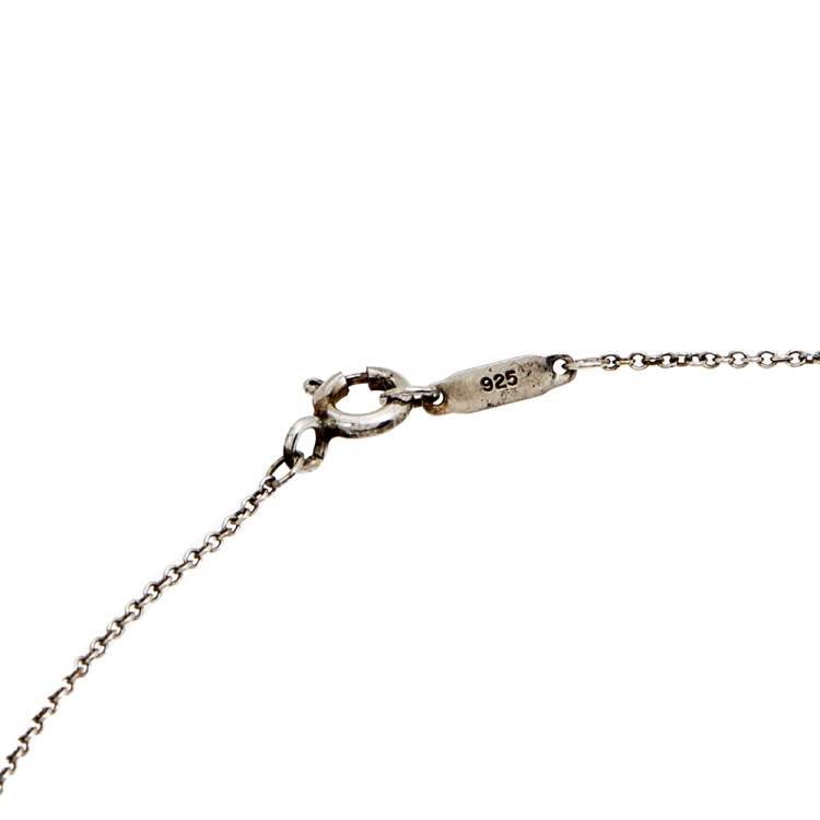 Pre Owned Tiffany & Co. Square Atlas Open Silver Pendant Necklace