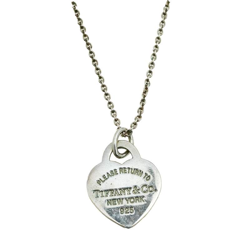 Pre Owned Tiffany & Co. Return To Tiffany Blue Enamel Silver Pendant Necklace.