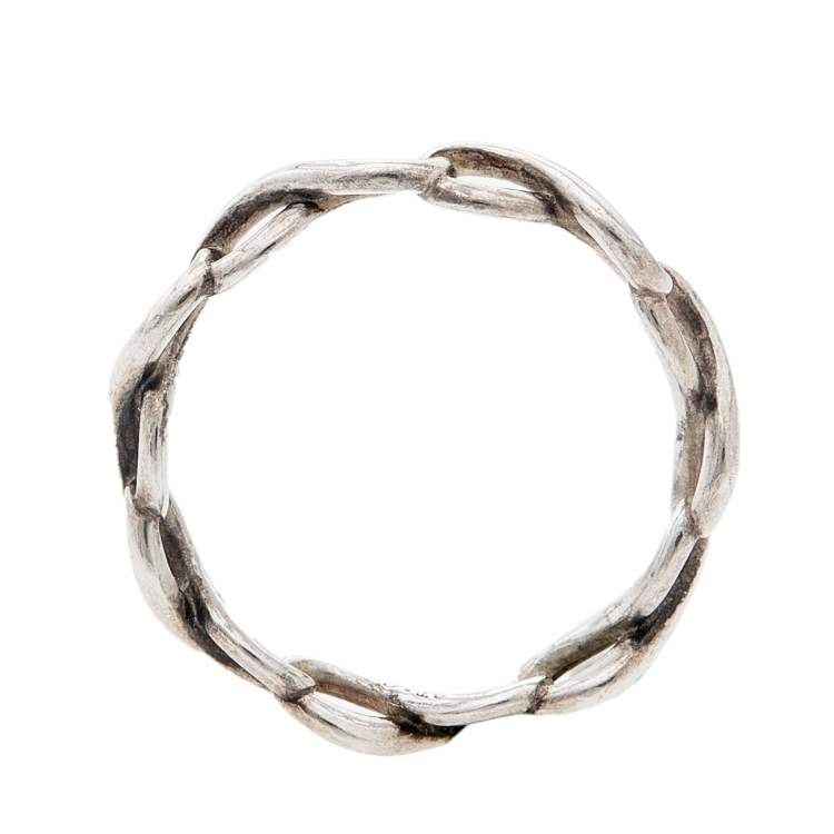 Pre Owned Tiffany & Co. Sterling Silver Narrow Infinity Band Ring Size EU 49