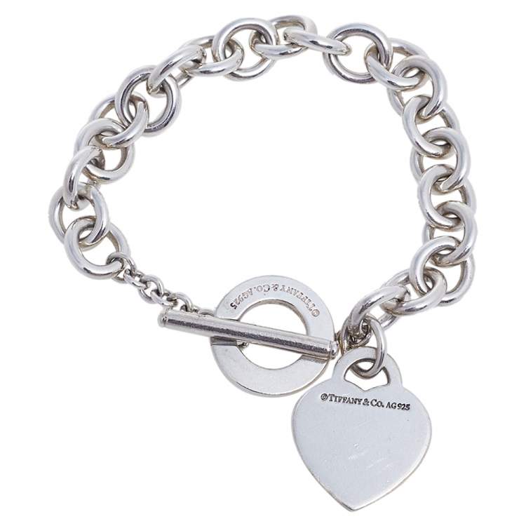 Pre Owned Tiffany & Co. Return to Tiffany Heart Tag Silver Toggle Charm Bracelet