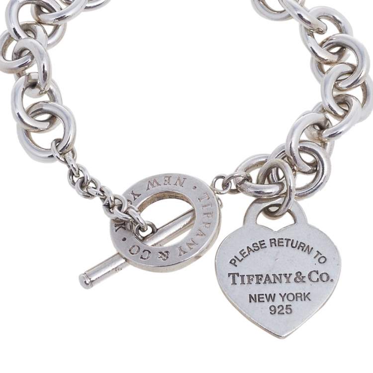 Pre Owned Tiffany & Co. Return to Tiffany Heart Tag Silver Toggle Charm Bracelet