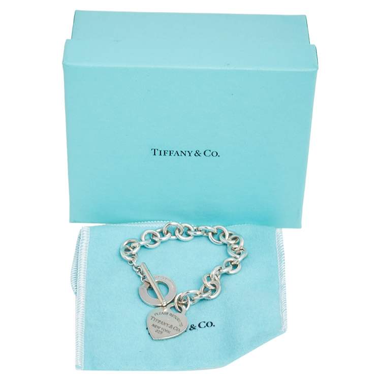 Pre Owned Tiffany & Co. Return to Tiffany Heart Tag Silver Toggle Charm Bracelet