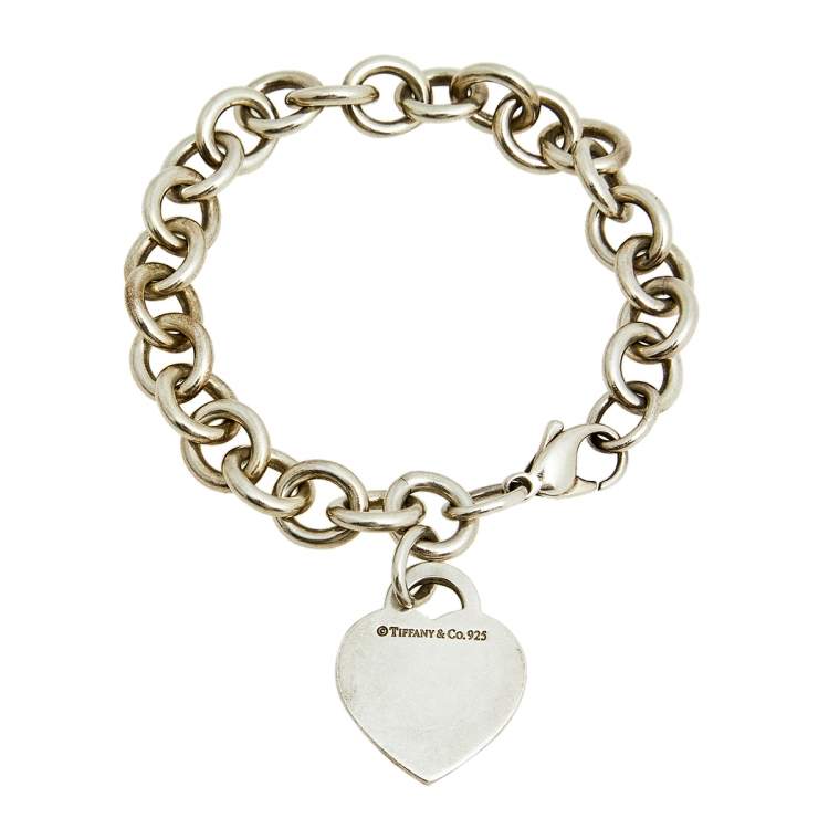 Pre Owned Tiffany & Co. Return to Tiffany Heart Tag Silver Bracelet