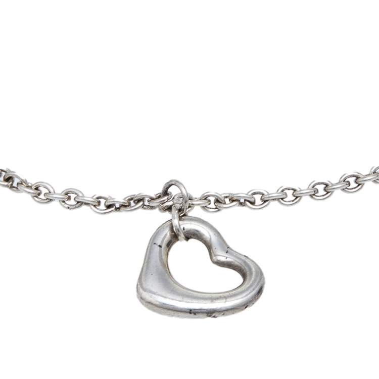 Pre Owned Tiffany & Co. Elsa Peretti Open Heart Silver Charm Bracelet