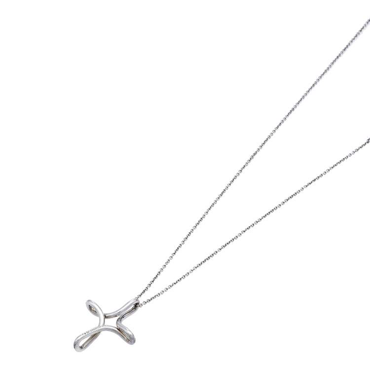 Pre Owned Tiffany & Co. Elsa Peretti Cross Silver Pendant Necklace