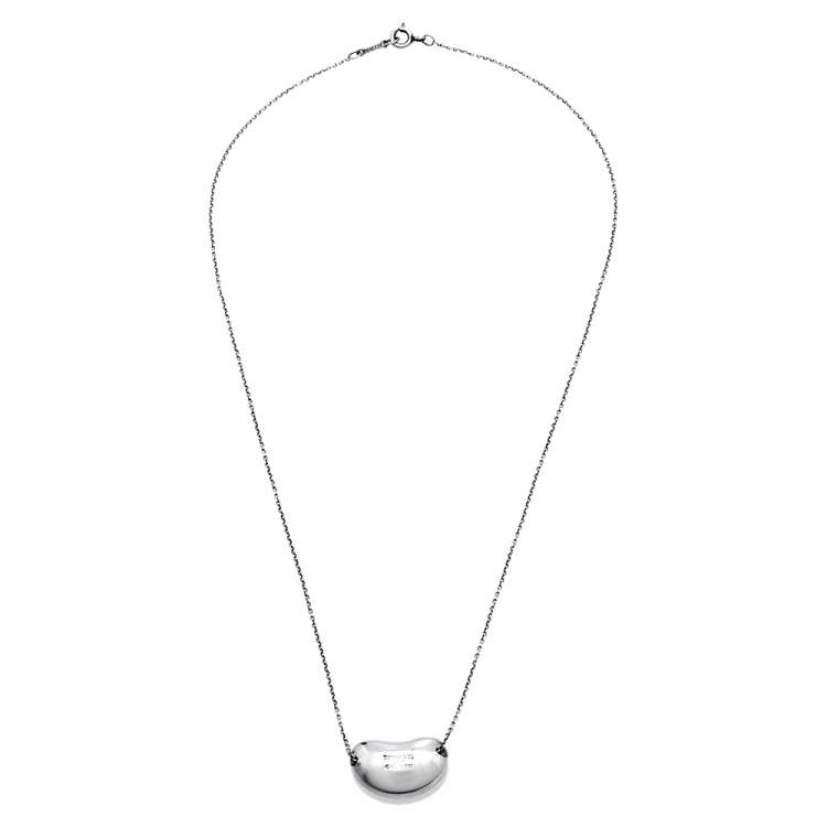 Pre Owned Tiffany & Co. Elsa Peretti Bean Sterling Silver Pendant Necklace