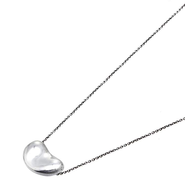 Pre Owned Tiffany & Co. Elsa Peretti Bean Sterling Silver Pendant Necklace