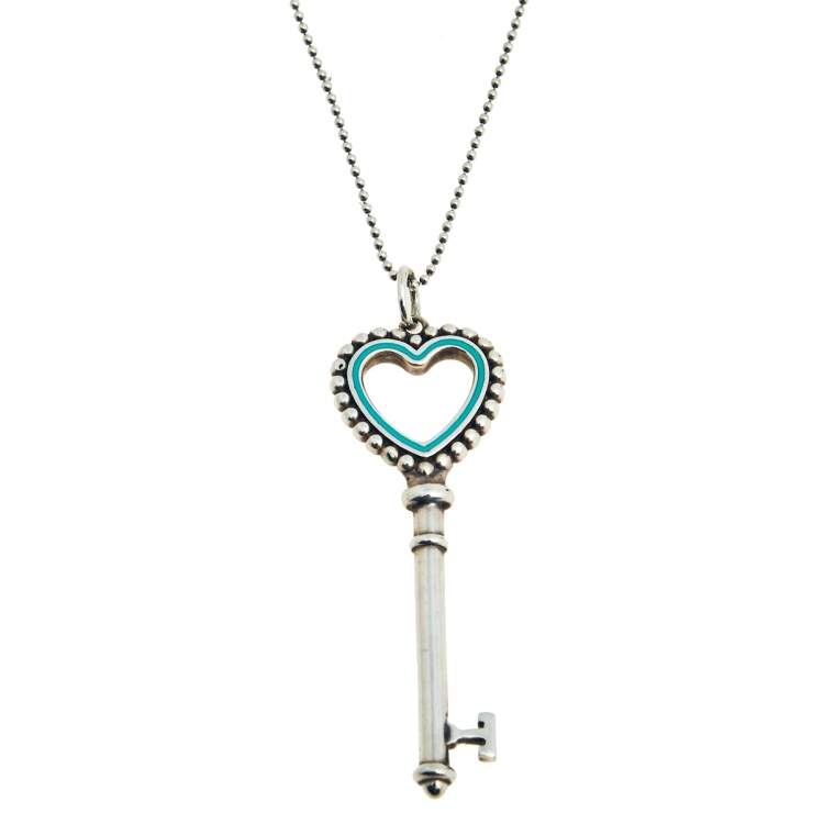 beaded heart key pendant