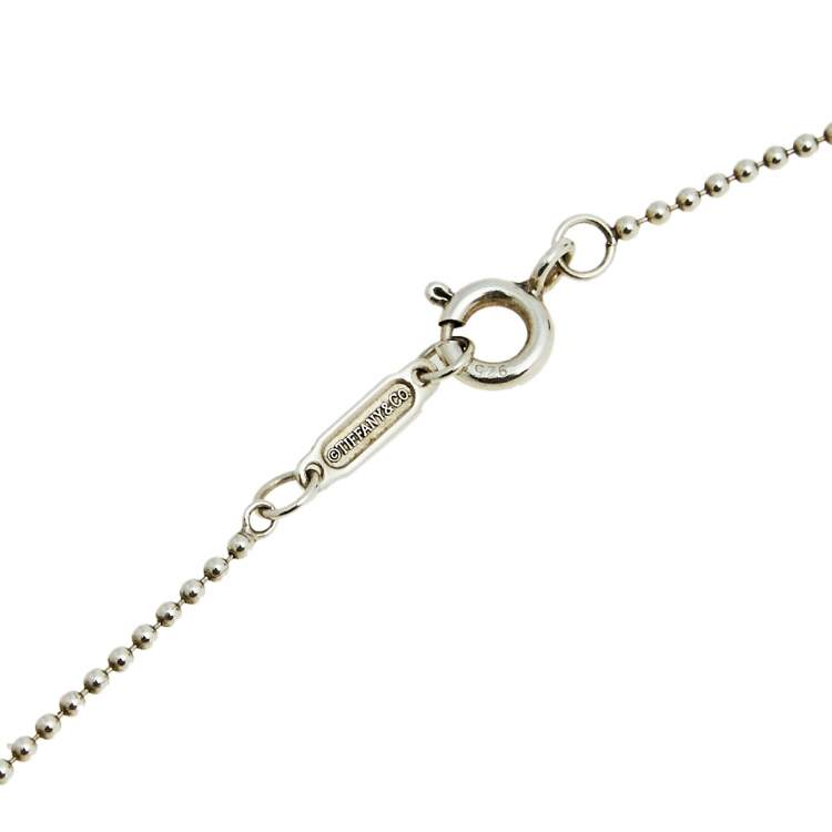 مملوكة مسبقًا Tiffany & Co. Enamel Beaded Heart Key Silver Pendant Necklace