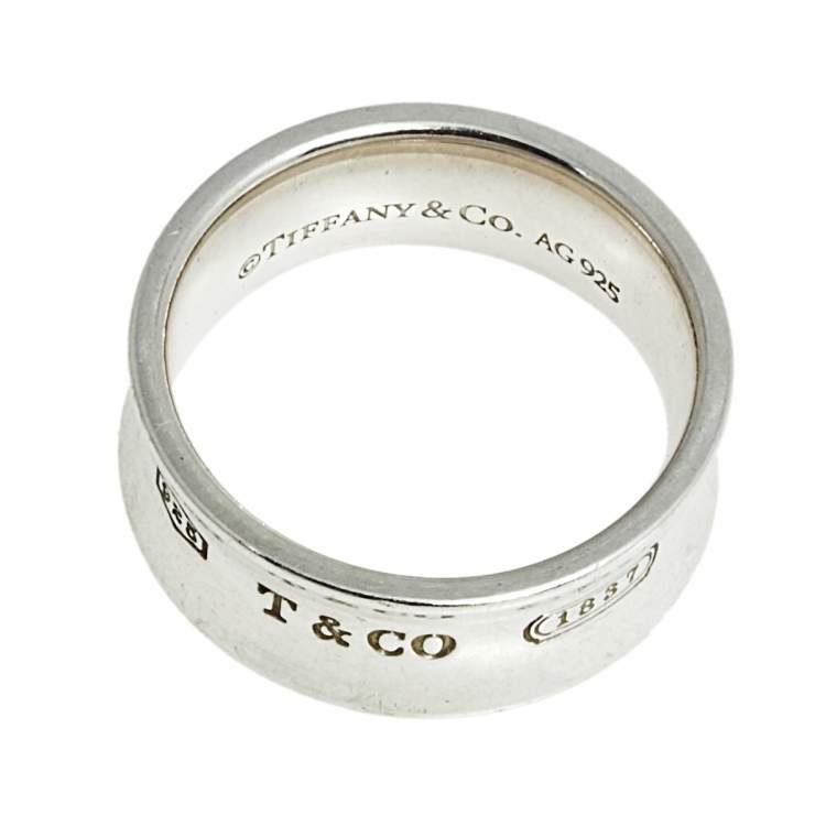 Pre Owned Tiffany & Co. Tiffany 1837 Sterling Silver Band Ring Size 50