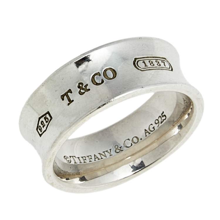 Pre Owned Tiffany & Co. Tiffany 1837 Sterling Silver Band Ring Size 50