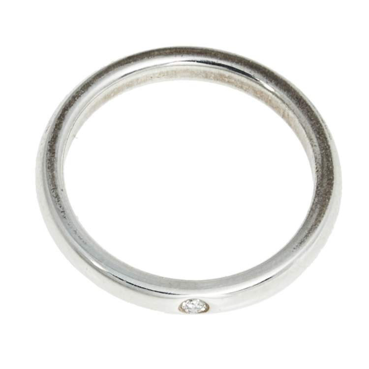 Pre Owned Tiffany & Co. Elsa Peretti Diamond Sterling Silver Band Ring Size 51