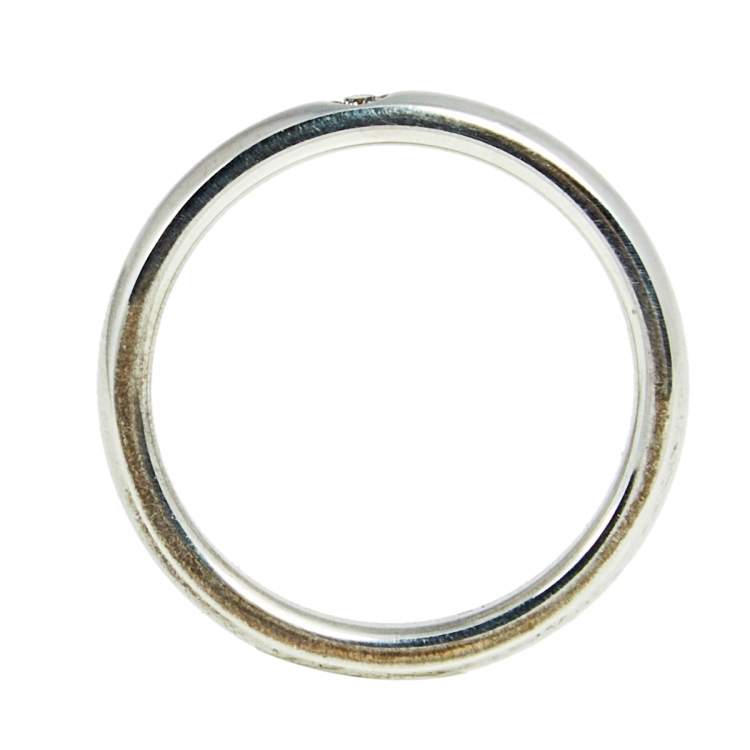 Pre Owned Tiffany & Co. Elsa Peretti Diamond Sterling Silver Band Ring Size 51