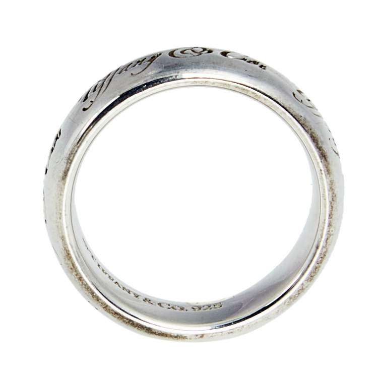 Pre Owned Tiffany & Co. Elsa Peretti Sterling Silver Band Ring Size 54.5