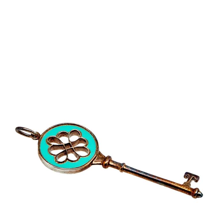 Pre Owned Tiffany & Co. Tiffany Key Blue Enamel Sterling Silver Pendant