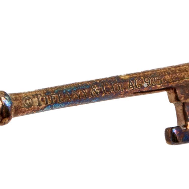 Pre Owned Tiffany & Co. Tiffany Key Blue Enamel Sterling Silver Pendant