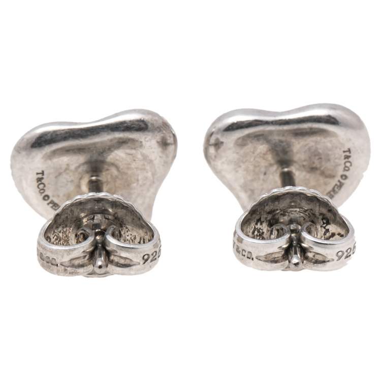 Pre Owned Tiffany & Co. Elsa Peretti Full Heart Sterling Silver Stud Earrings
