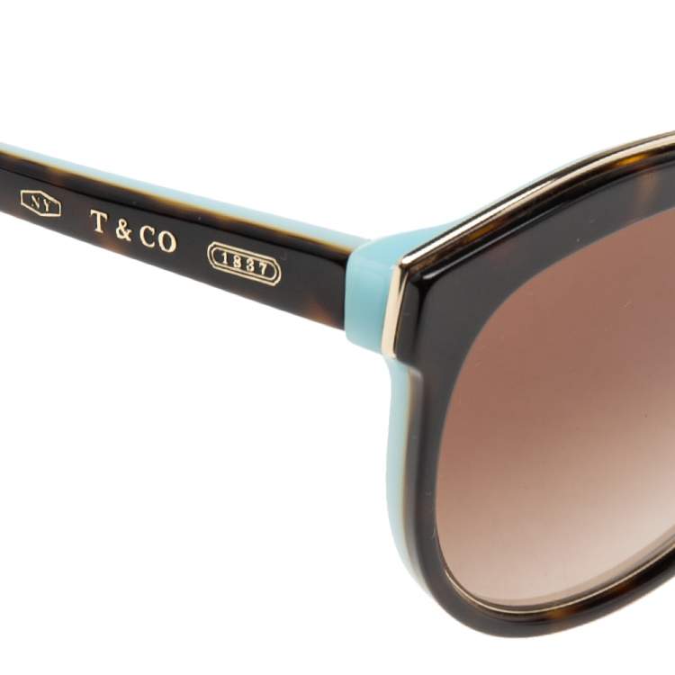Pre Owned Tiffany & Co. Brown Havana/Brown Gradient TF4146 Oval Sunglasses