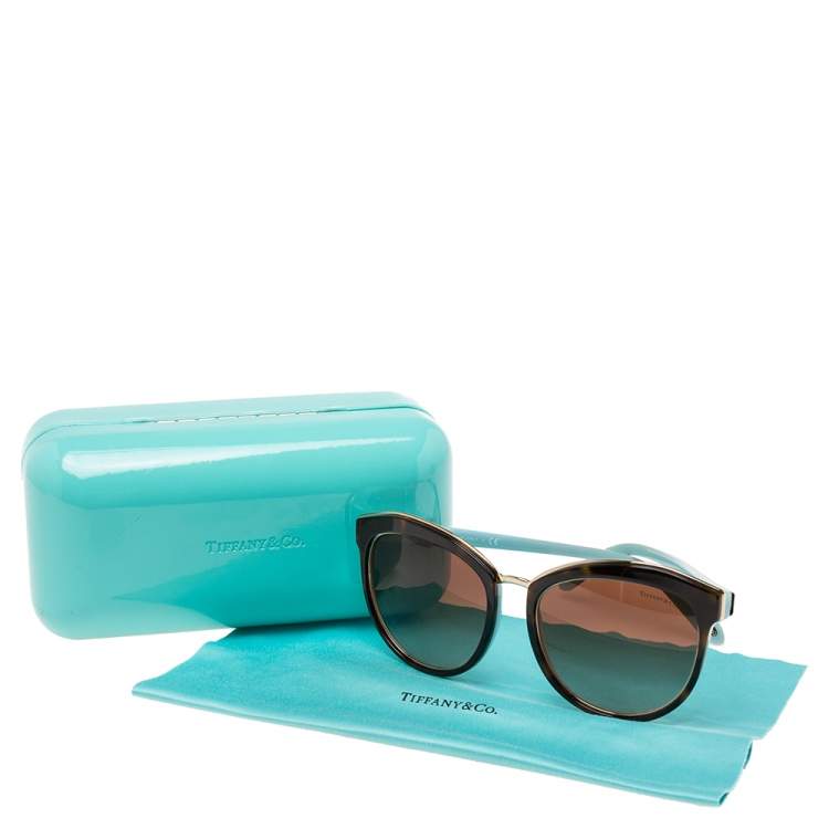 Pre Owned Tiffany & Co. Brown Havana/Brown Gradient TF4146 Oval Sunglasses