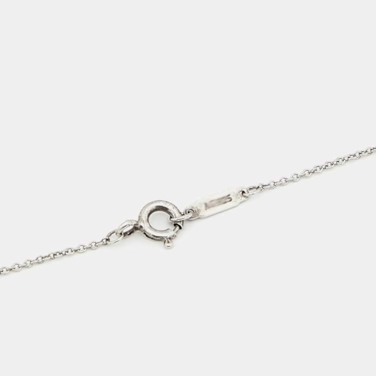 Pre Owned Tiffany & Co. Enamel Heart Key Silver 925 Pendant Necklace