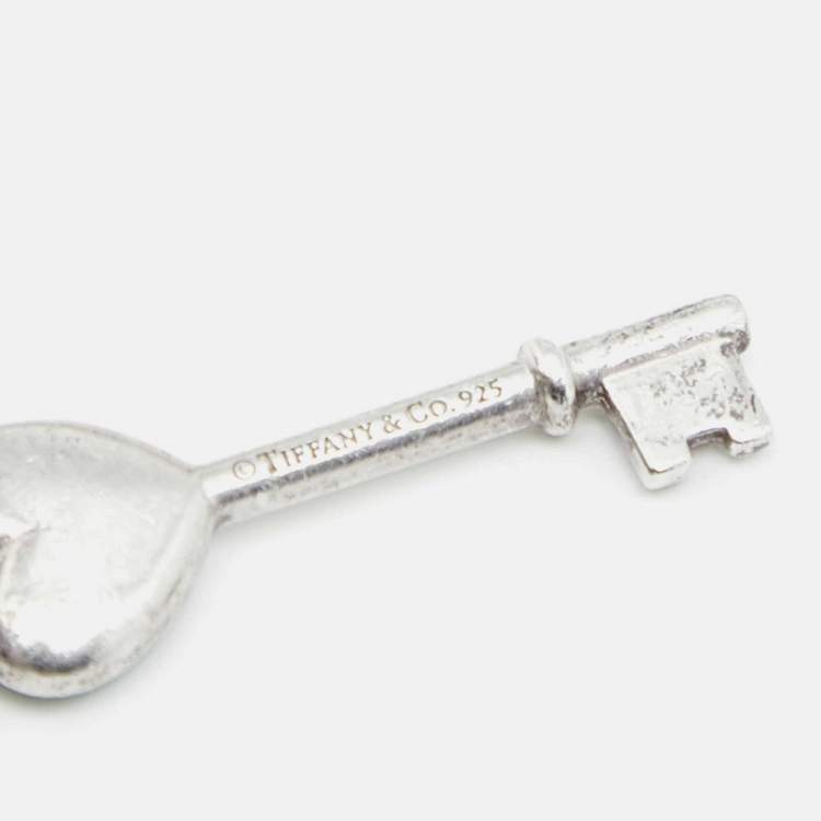 Pre Owned Tiffany & Co. Enamel Heart Key Silver 925 Pendant Necklace