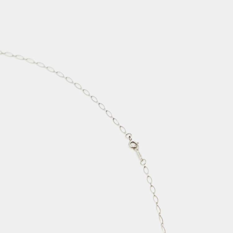 Pre Owned Tiffany & Co. Trefoil Key Silver Pendant Oval Link Chain Necklace
