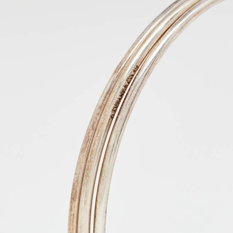 Pre Owned Tiffany & Co. Sterling Silver 1837 Lock Charm Triple Bangle Bracelet