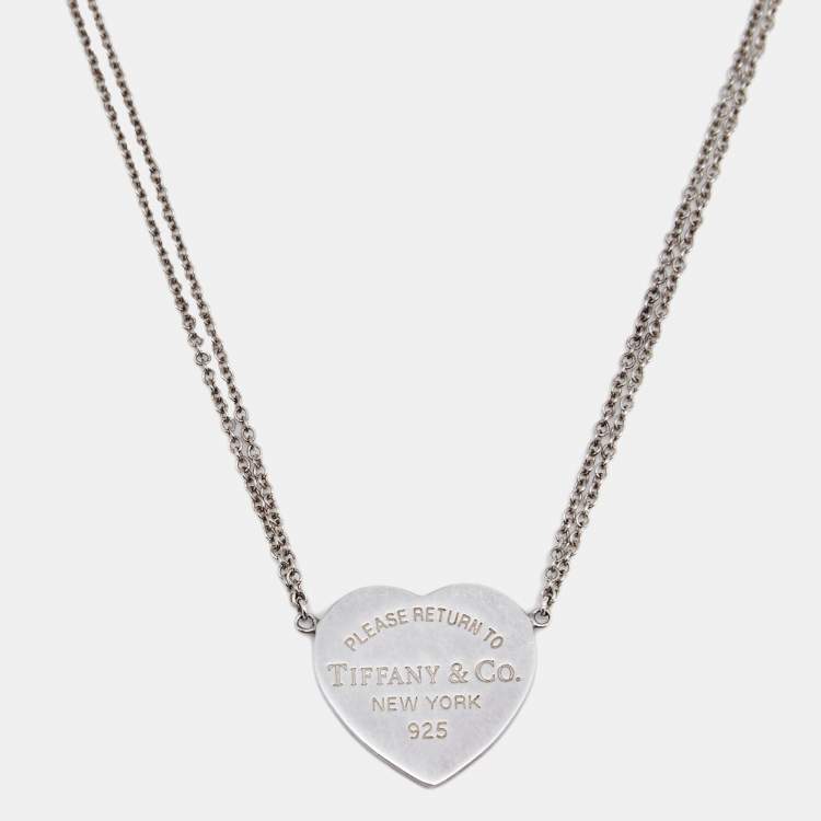 Pre Owned Tiffany & Co. Return To Tiffany Silver Heart Tag Pendant Necklace
