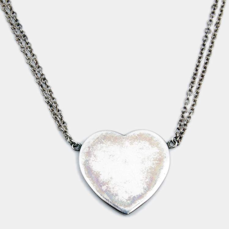 Pre Owned Tiffany & Co. Return To Tiffany Silver Heart Tag Pendant Necklace