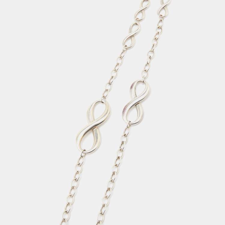 Pre Owned Tiffany & Co. Infinity Silver Chain Link Long Station Necklace