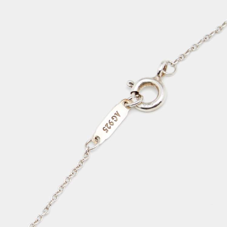 Pre Owned Tiffany & Co. Tiffany Keys Open Knot Key Diamond Silver Pendant Necklace