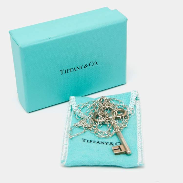 Pre Owned Tiffany & Co. Fleur De Lis Sterling Silver Key Pendant Necklace