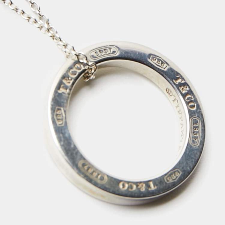 Pre Owned Tiffany & Co. 1837 Circle Sterling Silver Pendant Necklace