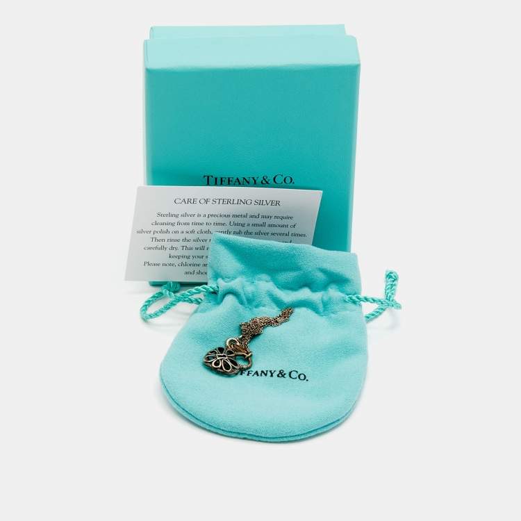 Pre Owned Tiffany & Co. Filigree Heart Sterling Silver Pendant Necklace